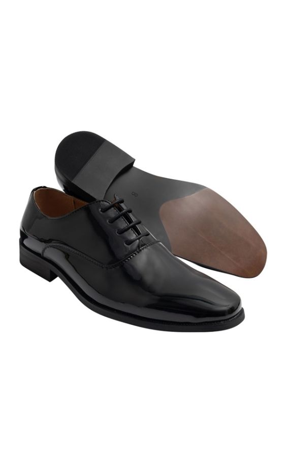 Dobell Black Classic Patent Tuxedo Shoes | Dobell