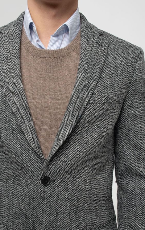 Harris Tweed of Scotland Gray Herringbone Tweed Jacket