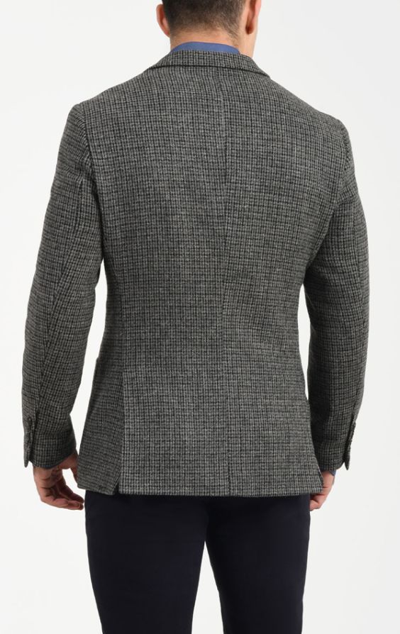 Dobell Grey & Black Wool Blend Tweed Jacket | Dobell