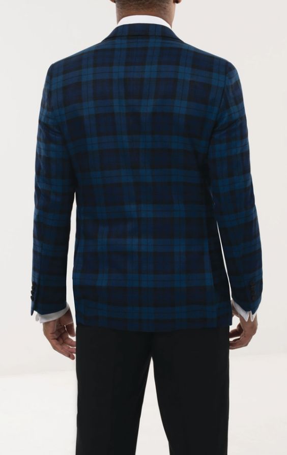 PEEL & LIFT shaggy jacket BLUE TARTAN-