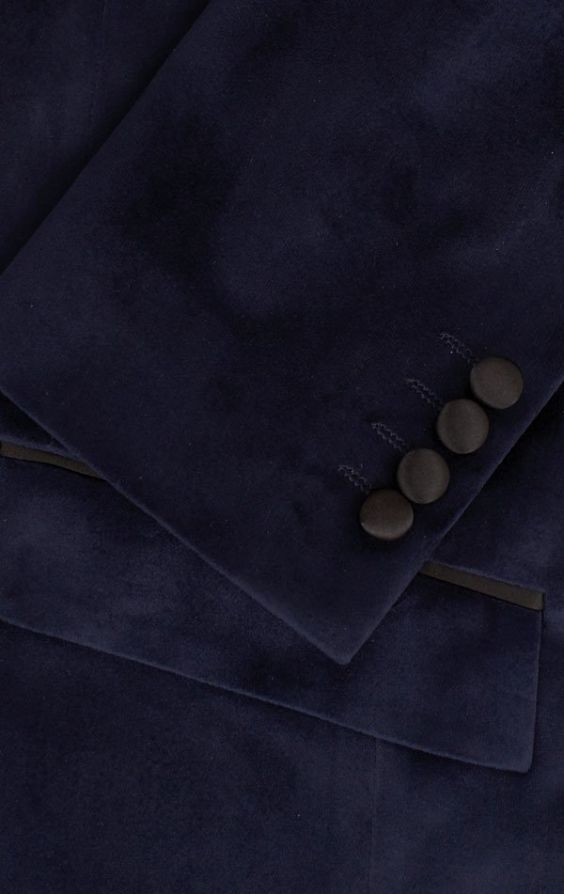 Dobell Navy Blue Slim Fit Velvet Jacket