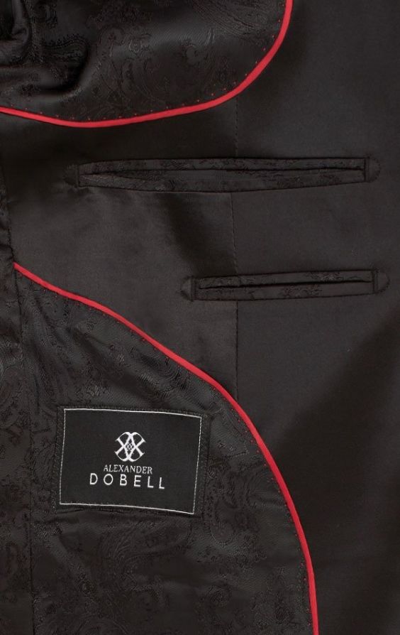Dobell Black Slim-Fit Tuxedo Pants with Satin Side Stripe