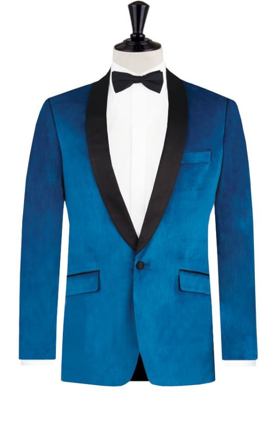 Slim Fit Teal Velvet Jacket