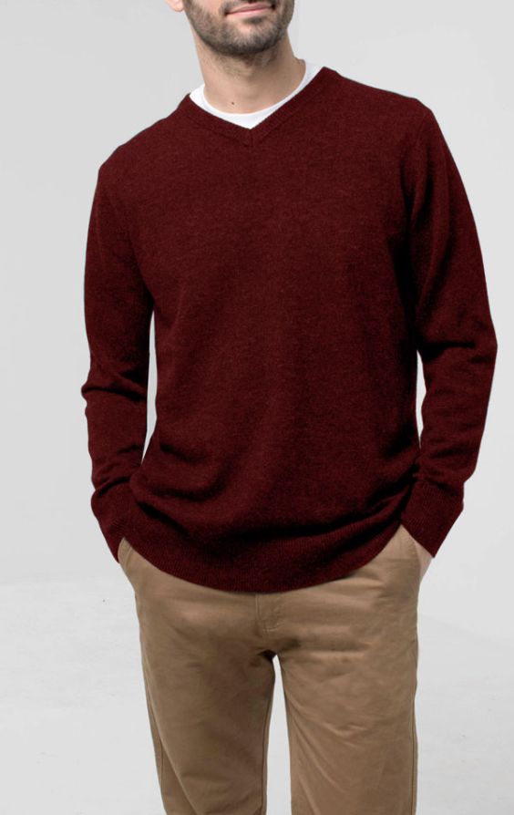 v neck sweater burgundy