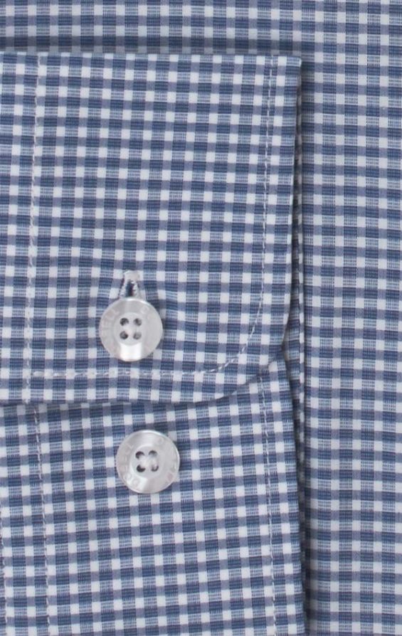 Alexander Dobell 100% Cotton Navy Blue Check Shirt with Button Down ...