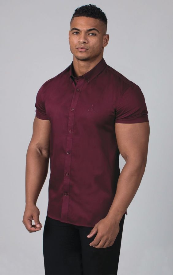 Avail London Burgundy Short Sleeve Shirt | Dobell