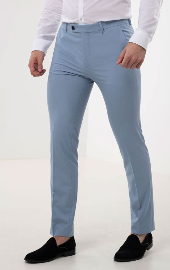 Skinny Light Blue Suit Pants