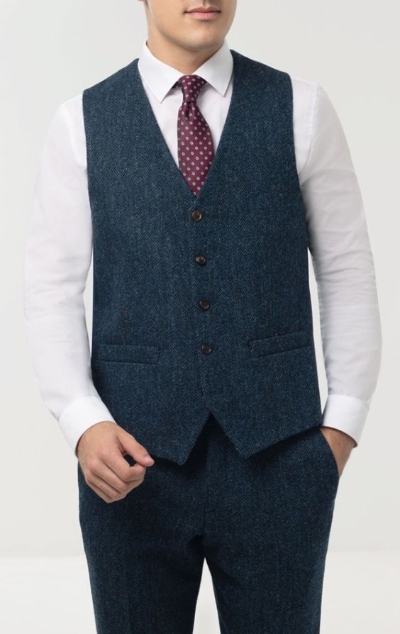 Men's Classic Scottish Harris Tweed Brown Waistcoat for 