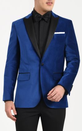 Dobell Navy Blue Velvet Jacket
