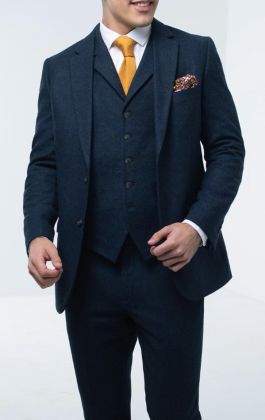 Dobell Navy Donegal Tweed Suit | Dobell