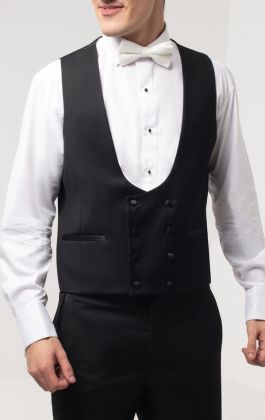 Dobell Black Double Breasted Tuxedo Vest | Dobell