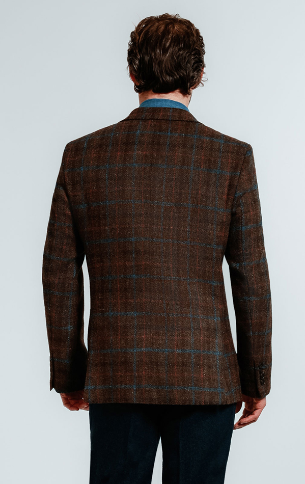 Custom tailored Jacket Harris tweed brown check