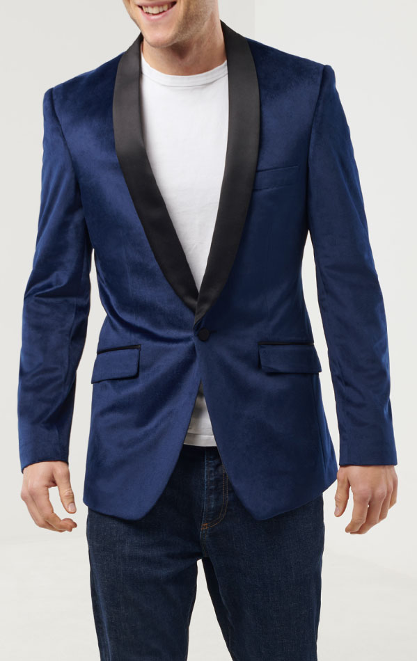 Dobell Navy Blue Velvet Jacket