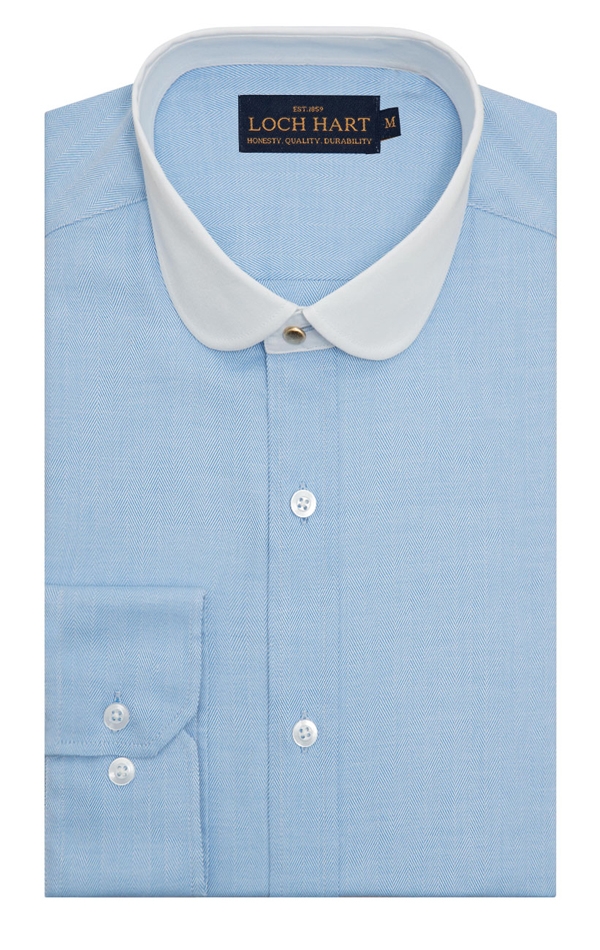 Loch Hart of Scotland Light Blue Shirt With Contrast Penny Collar