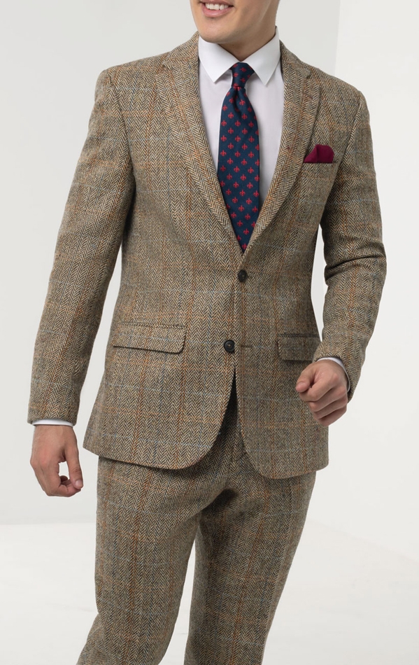 Email schrijven zoon Klusjesman Harris Tweed of Scotland Brown Windowpane Check Tweed Suit | Dobell