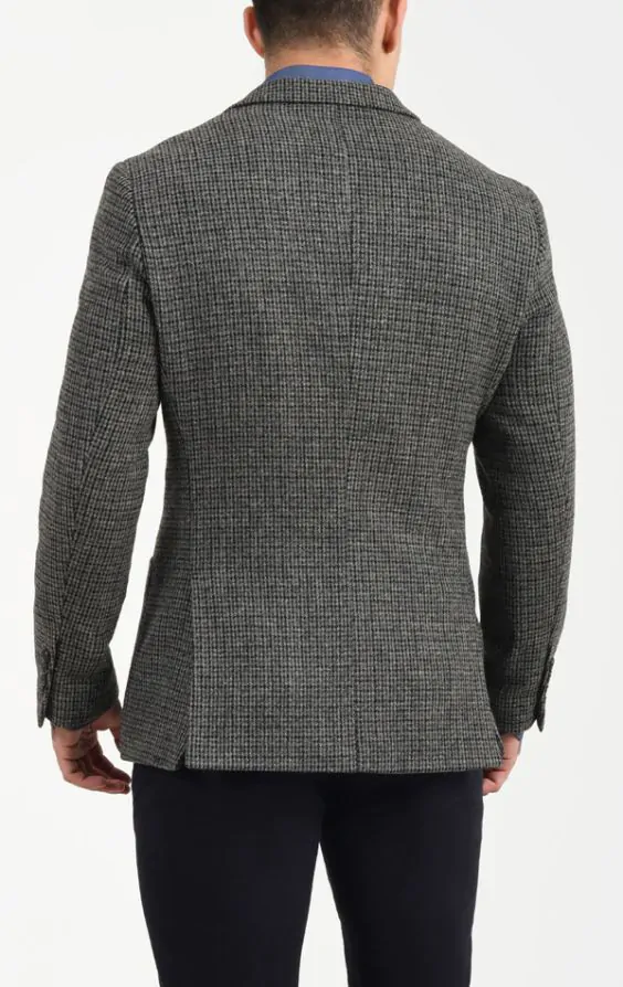 Dobell Grey & Black Wool Blend Tweed Jacket